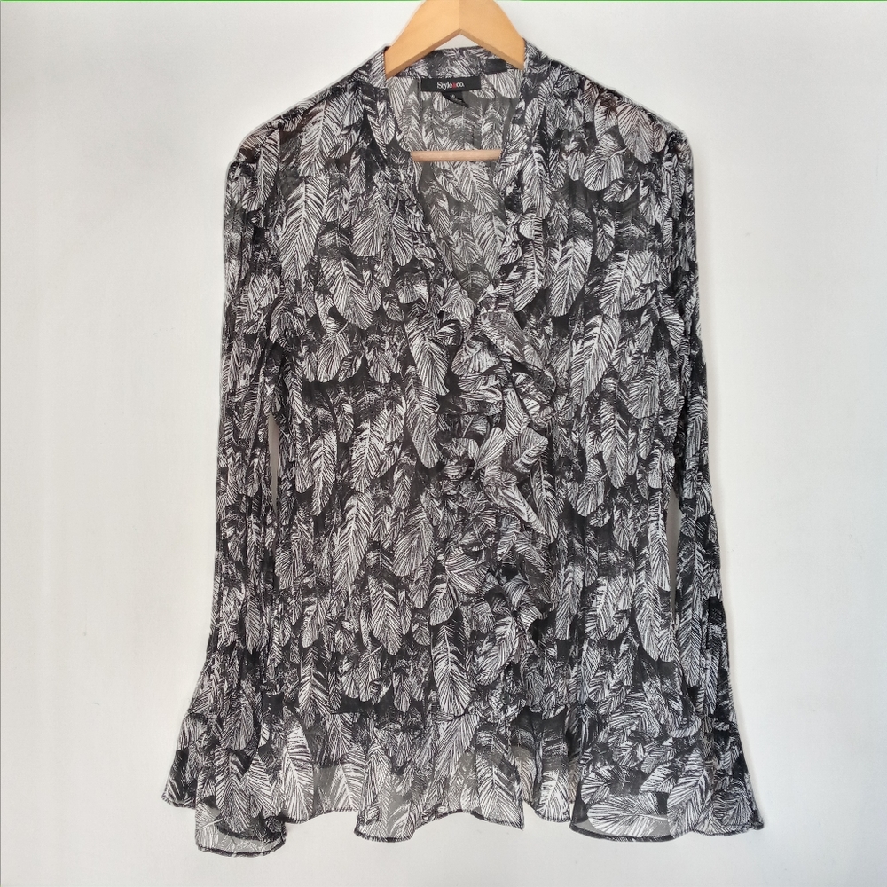 Style & Co 16 Tropical Leafs Print Blouse